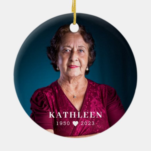 フェスティバルホリデーリースママメモリアルフォトバック セラミックオーナメント (裏面)