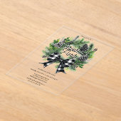 フェスティバルホリデーリースBWボークリスマスパーティー アクリル招待状 (レイダウン)