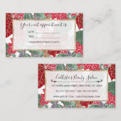 フェスティバルホリデーレッドグリーンピンクオータムホリー葉ズ 予約カード (正面/裏面)