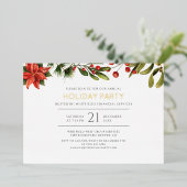 フェスティバルホリデー企業のクリスマスパーティー金ゴールド 箔招待状 (立ち正面)