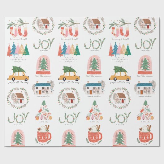 フェスティバルホリデー引用文&イメージクリスマスパターン ラッピングペーパー (フラット)