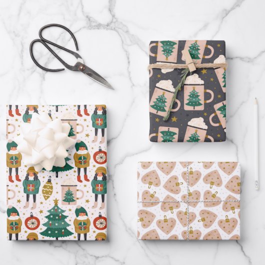 フェスティバルホリデー応援コージーウィンターワンダーランド ラッピングペーパーシート (正面)