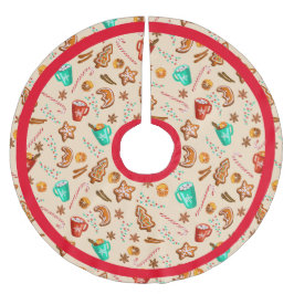 フェスティバルホリデー応援ホットココア&クッキー ブラッシュドポリエステルツリースカート