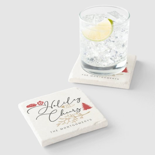 フェスティバルホリデー応援レッドホリークリスマス ストーンコースター (横)