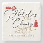 フェスティバルホリデー応援レッドホリークリスマス ストーンコースター (正面)
