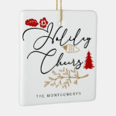 フェスティバルホリデー応援レッドホリークリスマス セラミックオーナメント (右)