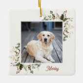 フェスティバルホリデー葉写真 セラミックオーナメント (正面)