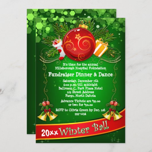 フェスティバルホリデ企業のィパーティ資金集め招待状 招待状 (正面/裏面)