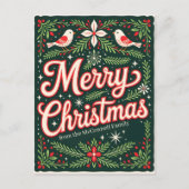 フェスティバルホリーとレッドバードがクリスマスを祝う シーズンポストカード (正面)