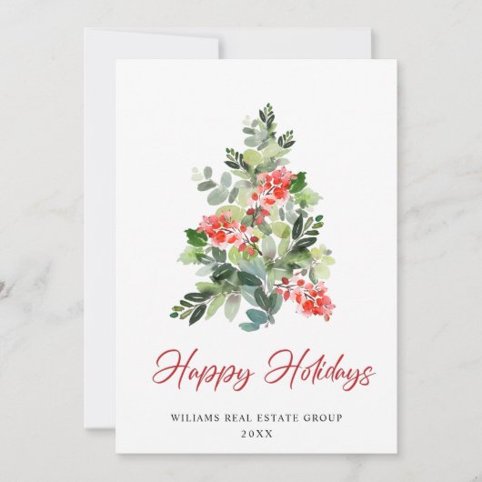 フェスティバルホリークリスマスツリーのグリーティ企業のング シーズンカード (正面)