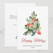 フェスティバルホリークリスマスツリーのグリーティ企業のング シーズンカード (正面/裏面)