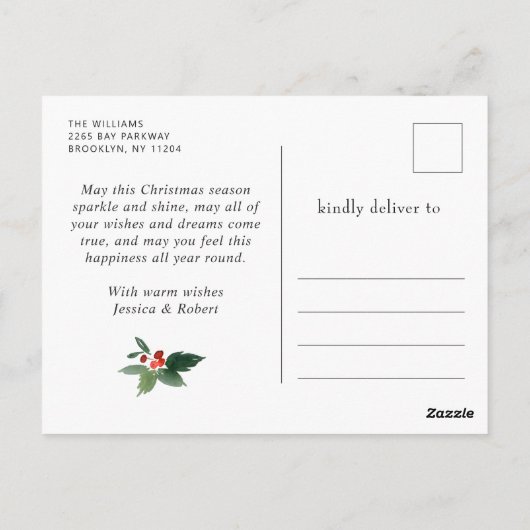 フェスティバルホリークリスマスツリーグリーティングホリデー ポストカード (裏面)