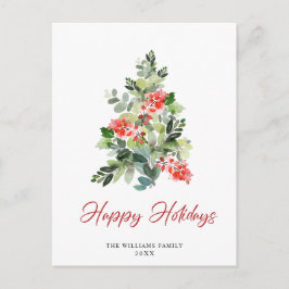 フェスティバルホリークリスマスツリーグリーティングホリデー ポストカード