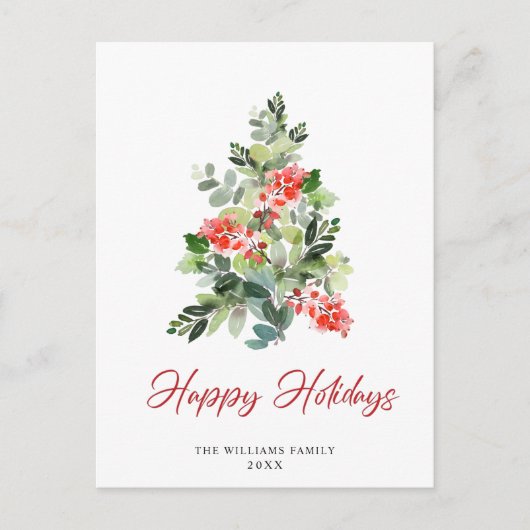フェスティバルホリークリスマスツリーグリーティングホリデー ポストカード (正面)