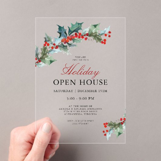フェスティバルホリークリスマスホリデーオープンハウス アクリル招待状 (インサイチュ (ポータブル))