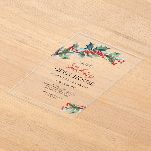 フェスティバルホリークリスマスホリデーオープンハウス アクリル招待状 (レイダウン)