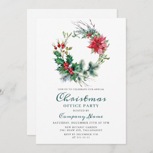 フェスティバルホリークリスマス企業のホリデーパーティー 招待状 (正面/裏面)