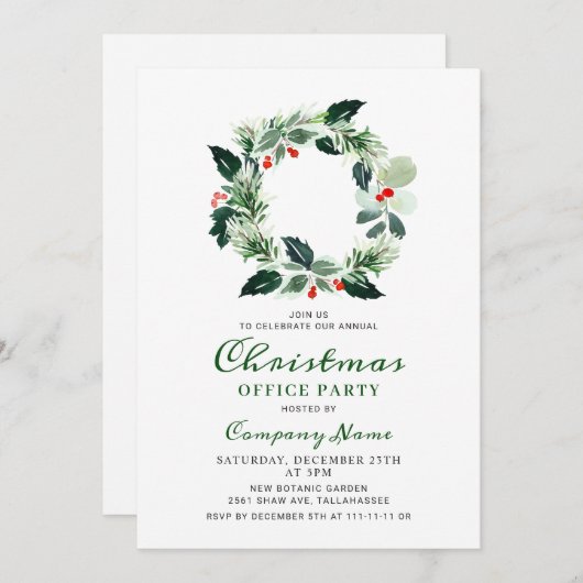 フェスティバルホリークリスマス企業のホリデーパーティー 招待状 (正面/裏面)