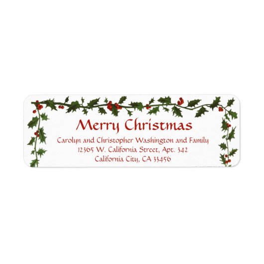 フェスティバルホリーグリーンシンプルリーエレガント ラベル (正面)