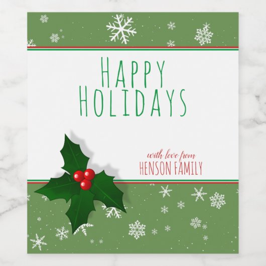 フェスティバルホリーツリーベリーペルソナブルクリスマス ワインラベル (シングルラベル)