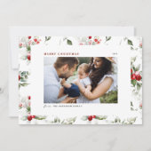 フェスティバルホリーパターンメリークリスマスフォト シーズンカード (正面)