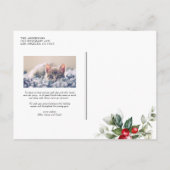 フェスティバルホリーパターンメリークリスマスフォト シーズンポストカード (裏面)