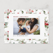 フェスティバルホリーパターンメリークリスマスフォト シーズンポストカード (正面)