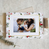 フェスティバルホリーパターンメリークリスマスフォト 箔シーズンカード