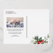 フェスティバルホリーパターンメリークリスマスフォト 箔シーズンポストカード (裏面)