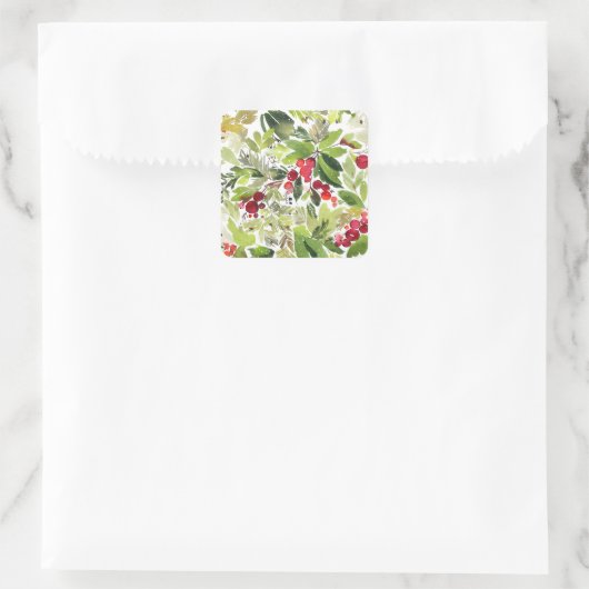 フェスティバルホリーベリーとエバーグリーンウォーター色 スクエアシール (バッグ)