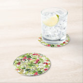 フェスティバルホリーベリーとエバーグリーンウォーター色 ラウンドペーパーコースター (インサイチュ)
