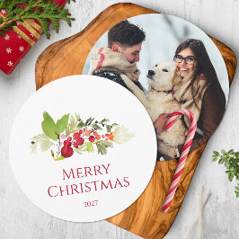 フェスティバルホリーベリーとエバーグリーンウォーター色 招待状