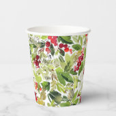 フェスティバルホリーベリーとエバーグリーンウォーター色 紙コップ (裏面)