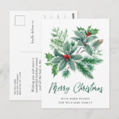 フェスティバルホリーベリークリスマスグリーティングホリデー ポストカード (正面/裏面)
