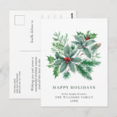フェスティバルホリーベリークリスマスグリーティングホリデー ポストカード (正面/裏面)