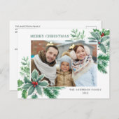 フェスティバルホリーベリークリスマスグリーティングホリデー ポストカード (正面/裏面)