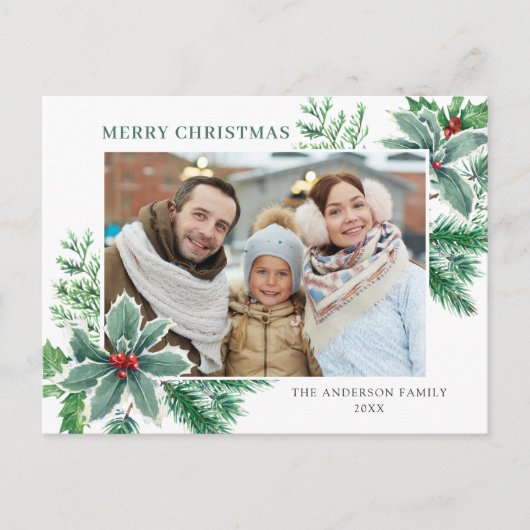 フェスティバルホリーベリークリスマスグリーティングホリデー ポストカード (正面)