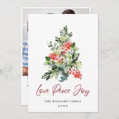 フェスティバルホリーベリークリスマスツリーのグリーティングフォト シーズンカード (正面/裏面)