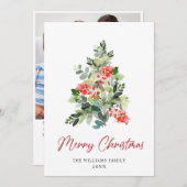 フェスティバルホリーベリークリスマスツリーのグリーティングフォト シーズンカード (正面/裏面)