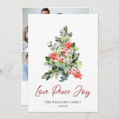 フェスティバルホリーベリークリスマスツリーのグリーティングフォト シーズンカード (正面/裏面)