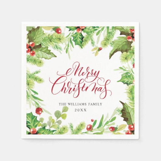 フェスティバルホリーベリークリスマスホリデーパーティー スタンダードカクテルナプキン (正面)