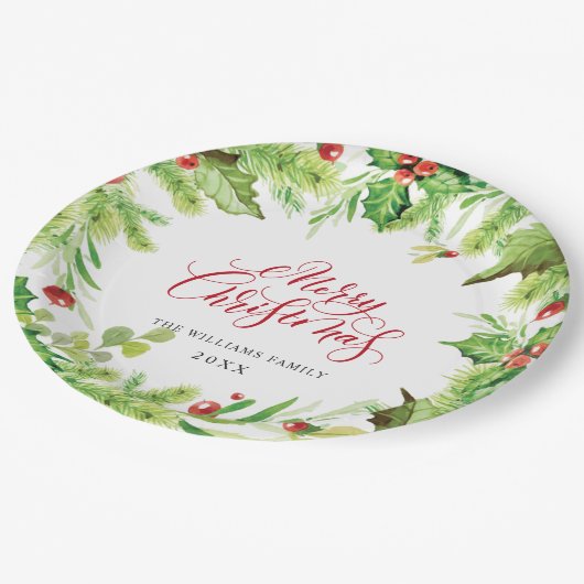 フェスティバルホリーベリークリスマスホリデーパーティー ペーパープレート (アングル)