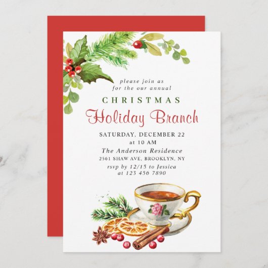 フェスティバルホリーベリークリスマスホリデーブランチ 招待状 (正面/裏面)