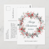 フェスティバルホリーベリークリスマスリースホリデイ ポストカード (正面/裏面)