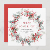 フェスティバルホリーベリークリスマスリース モダン シーズンカード (正面/裏面)