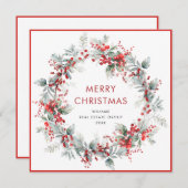 フェスティバルホリーベリークリスマスリース 企業の シーズンカード (正面/裏面)