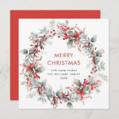 フェスティバルホリーベリークリスマスリース 素朴 シーズンカード (正面/裏面)