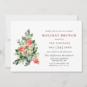 フェスティバルホリーベリーツリーホリデーブランチクリスマス 招待状 (正面)