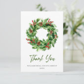 フェスティバルホリーベリーパインコーンリースクリスマス サンキューカード (スタンド正面)