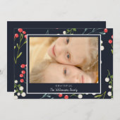 フェスティバルホリーベリーフォトクリスマスカード (正面/裏面)